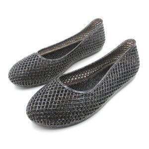 Lurneyt Women's Glitter Jelly Flexible Ballet Flats Breathable Mesh Design